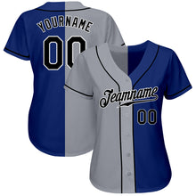 Load image into Gallery viewer, Custom Royal Black-Gray Authentic Split Fashion Baseball Jersey
