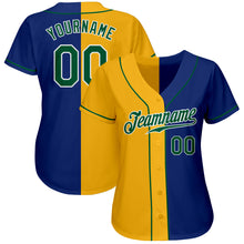 Load image into Gallery viewer, Custom Royal Kelly Green-Yellow Authentic Split Fashion Baseball Jersey
