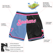 Load image into Gallery viewer, Custom Light Blue Pink-Black Authentic Throwback Split Fashion Basketball Shorts
