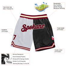 Load image into Gallery viewer, Custom White Maroon-Black Authentic Throwback Split Fashion Basketball Shorts
