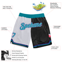 Load image into Gallery viewer, Custom White Teal-Black Authentic Throwback Split Fashion Basketball Shorts
