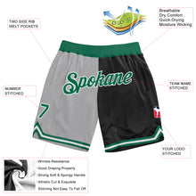 Load image into Gallery viewer, Custom Gray Kelly Green-Black Authentic Throwback Split Fashion Basketball Shorts
