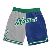 Load image into Gallery viewer, Custom Gray Kelly Green-Royal Authentic Throwback Split Fashion Basketball Shorts
