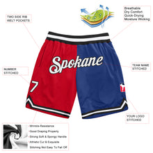 Load image into Gallery viewer, Custom Red White-Royal Authentic Throwback Split Fashion Basketball Shorts
