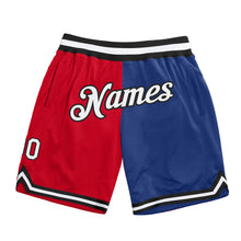 Load image into Gallery viewer, Custom Red White-Royal Authentic Throwback Split Fashion Basketball Shorts
