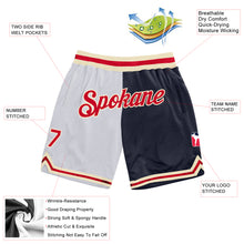 Load image into Gallery viewer, Custom White Red-Navy Authentic Throwback Split Fashion Basketball Shorts

