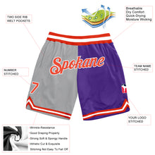 Load image into Gallery viewer, Custom Gray Orange-Purple Authentic Throwback Split Fashion Basketball Shorts
