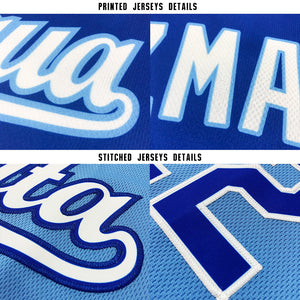 Custom Light Blue Red-Navy Baseball Jersey