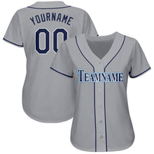 Load image into Gallery viewer, Custom Gray Navy-Powder Blue Baseball Jersey
