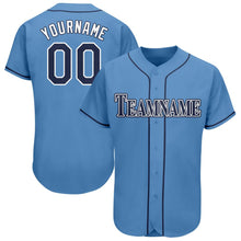 Load image into Gallery viewer, Custom Powder Blue Navy-White Baseball Jersey
