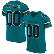 Load image into Gallery viewer, Custom Teal Black-White Mesh Authentic Football Jersey
