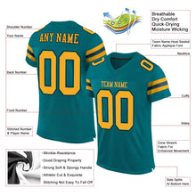 Load image into Gallery viewer, Custom Teal Gold-Black Mesh Authentic Football Jersey
