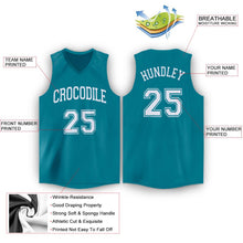 Load image into Gallery viewer, Custom Teal White V-Neck Basketball Jersey
