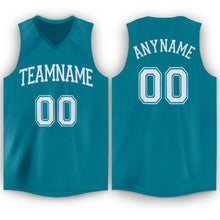 Load image into Gallery viewer, Custom Teal White V-Neck Basketball Jersey
