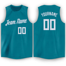 Load image into Gallery viewer, Custom Teal White Round Neck Basketball Jersey
