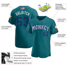 Load image into Gallery viewer, Custom Teal Purple-White Authentic American Flag Fashion Baseball Jersey
