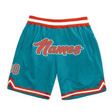 Load image into Gallery viewer, Custom Teal Orange-White Authentic Throwback Basketball Shorts
