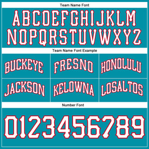 Custom Teal White-Red Authentic Throwback Basketball Shorts
