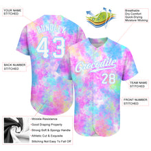 Load image into Gallery viewer, Custom Tie Dye White-Light Blue 3D Watercolor Gradient Authentic Baseball Jersey
