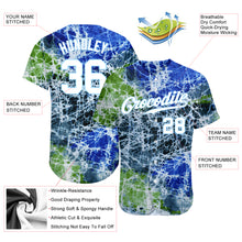 Load image into Gallery viewer, Custom Tie Dye White-Light Blue 3D Authentic Baseball Jersey
