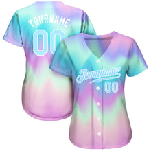 Load image into Gallery viewer, Custom Tie Dye Light Blue-White 3D Authentic Baseball Jersey
