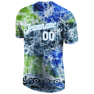 Custom Tie Dye White-Light Blue 3D Performance T-Shirt