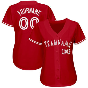 Custom Red White Baseball Jersey