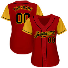 Load image into Gallery viewer, Custom Red Black-Gold Authentic Two Tone Baseball Jersey
