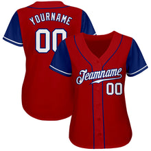 Load image into Gallery viewer, Custom Red White-Royal Authentic Two Tone Baseball Jersey
