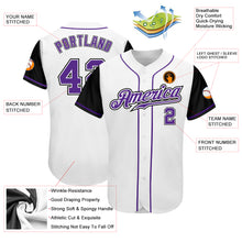 Load image into Gallery viewer, Custom White Purple-Black Authentic Two Tone Baseball Jersey
