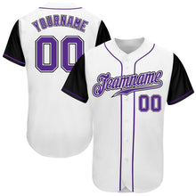 Load image into Gallery viewer, Custom White Purple-Black Authentic Two Tone Baseball Jersey
