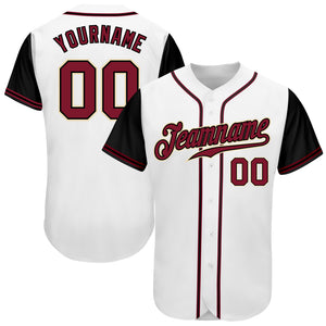 Custom White Crimson-Black Authentic Two Tone Baseball Jersey