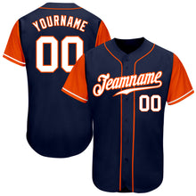 Load image into Gallery viewer, Custom Navy White-Orange Authentic Two Tone Baseball Jersey
