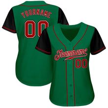Load image into Gallery viewer, Custom Kelly Green Red-Black Authentic Two Tone Baseball Jersey
