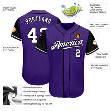 Load image into Gallery viewer, Custom Purple White-Black Authentic Two Tone Baseball Jersey
