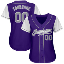 Load image into Gallery viewer, Custom Purple Gray-White Authentic Two Tone Baseball Jersey
