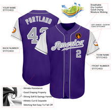 Load image into Gallery viewer, Custom Purple Gray-White Authentic Two Tone Baseball Jersey
