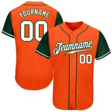 Load image into Gallery viewer, Custom Orange White-Green Authentic Two Tone Baseball Jersey
