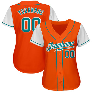 Custom Orange Teal-White Authentic Two Tone Baseball Jersey