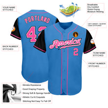 Load image into Gallery viewer, Custom Powder Blue Pink-Black Authentic Two Tone Baseball Jersey
