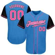 Load image into Gallery viewer, Custom Powder Blue Pink-Black Authentic Two Tone Baseball Jersey
