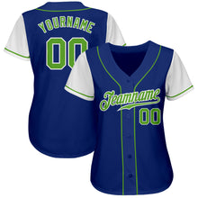 Load image into Gallery viewer, Custom Royal Neon Green-White Authentic Two Tone Baseball Jersey
