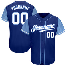 Load image into Gallery viewer, Custom Royal White-Light Blue Authentic Two Tone Baseball Jersey
