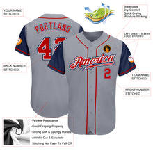 Load image into Gallery viewer, Custom Gray Red-Navy Authentic Two Tone Baseball Jersey

