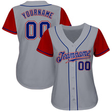 Load image into Gallery viewer, Custom Gray Royal-Red Authentic Two Tone Baseball Jersey
