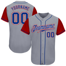 Load image into Gallery viewer, Custom Gray Royal-Red Authentic Two Tone Baseball Jersey
