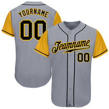 Load image into Gallery viewer, Custom Gray Black-Gold Authentic Two Tone Baseball Jersey
