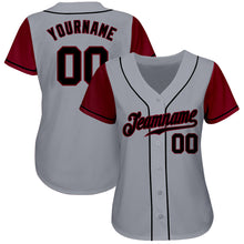 Load image into Gallery viewer, Custom Gray Black-Crimson Authentic Two Tone Baseball Jersey
