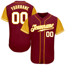 Load image into Gallery viewer, Custom Crimson White-Gold Authentic Two Tone Baseball Jersey
