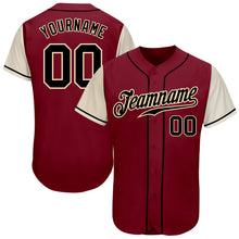 Load image into Gallery viewer, Custom Crimson Black-Cream Authentic Two Tone Baseball Jersey
